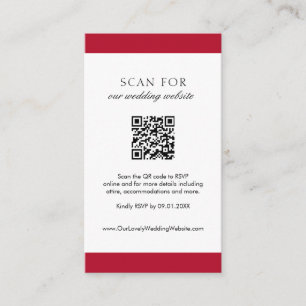 Minimal einfache Red Modern QR Code Hochzeit Begleitkarte