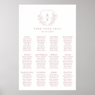 Minimal einfache rosa Kirschblossom Wappen Sitzpla Poster