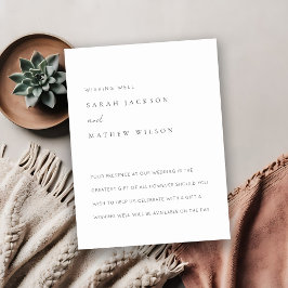 Minimal einfache Schwarz-Weiß-Hochzeit wünschend g Begleitkarte