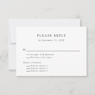 Minimal einfache Schwarz-Weiß-UAWG Appetizer-Auswa RSVP Karte
