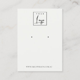Minimal einfache Schwarz-weiße Logo-Ohrring-Anzei Visitenkarte