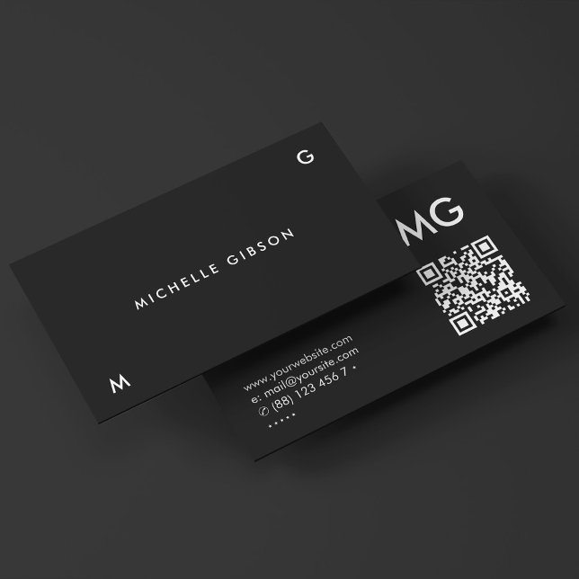 Minimal einfache Schwarze Berufliche Initialen Visitenkarte (Minimal Simple Black Professional Initials Business Card
)