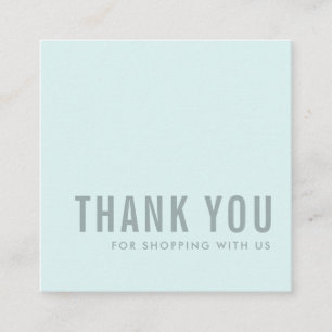 MINIMAL EINFACHER AQUA BLAU DANKE DANK LOGO SHOPPP QUADRATISCHE VISITENKARTE