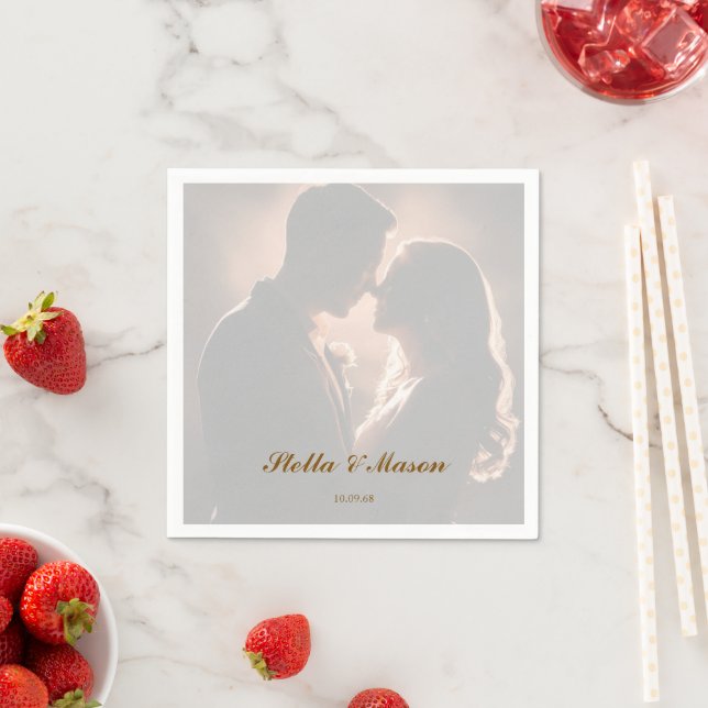 Minimal Einfaches Overlay Foto Romantische Hochzei Serviette (Beispiel)