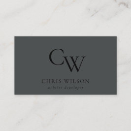 Minimal einfaches Schwarz auf Schwarz Monogramm er Visitenkarte