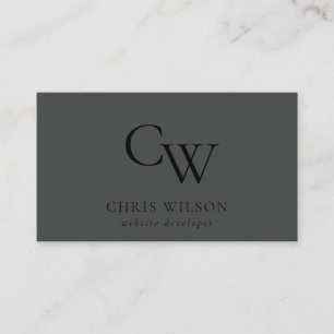 Minimal einfaches Schwarz auf Schwarz Monogramm er Visitenkarte