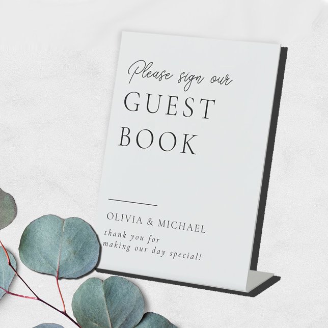 Minimal einfaches Wedding Guest Book Pedestal-Zeic Sockelschild (Von Creator hochgeladen)