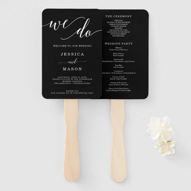 Minimal Elegance Wedding Program Fan Fächer (Vorne und Hinten)