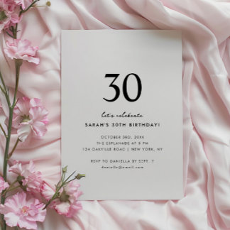 Minimal Elegant 30. Geburtstag Einladung