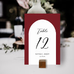 Minimal Elegant Arch Wedding | Red Table Number Tischnummer<br><div class="desc">These stylish,  simple wedding table number cards feature an arch shape in white over a custom color background (shown in red). They coordinate perfectly with our Elegant Vintage Winter Florals products. Easy to personalize for your wedding or other special occasion.</div>