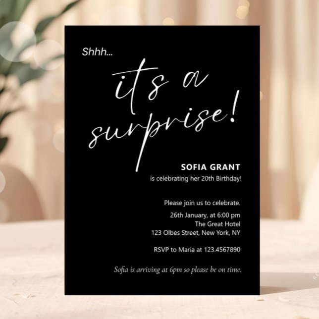 Minimal Elegant Black Surprise Party Invitation Einladung (Von Creator hochgeladen)