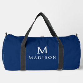 Minimal & elegant Blau & Weiß Individuelle Name Duffle Bag