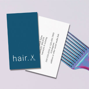 Minimal Elegant Blaue Schere Friseurstylistin Visitenkarte