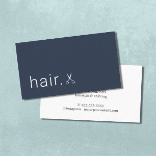 Minimal Elegant Blaue Schere Friseurstylistin Visitenkarte
