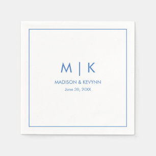 Minimal & elegant Blue Monogram Wedding Serviette