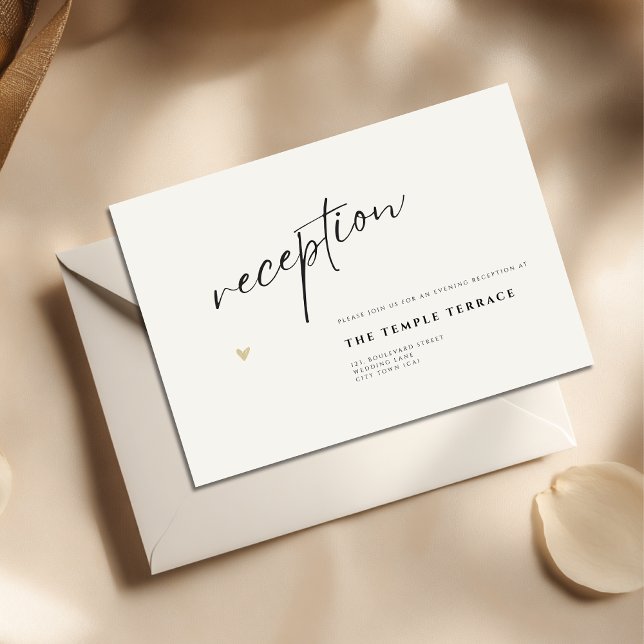 Minimal Elegant Calligraphy Typo Wedding  Begleitkarte (Minimalist reception invitation for wedding. Change name, venue and date.)