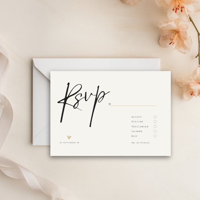 Minimal Elegant Calligraphy Typo Wedding  RSVP Karte (Von Creator hochgeladen)