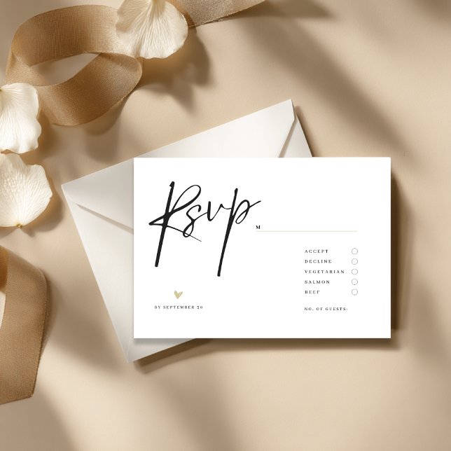 Minimal Elegant Calligraphy Typo Wedding  RSVP Karte (Wedding RSVP Card with meal)