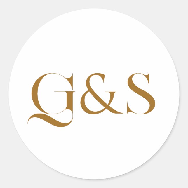 Minimal Elegant Calligraphy Wedding Monogram Runder Aufkleber (Vorderseite)