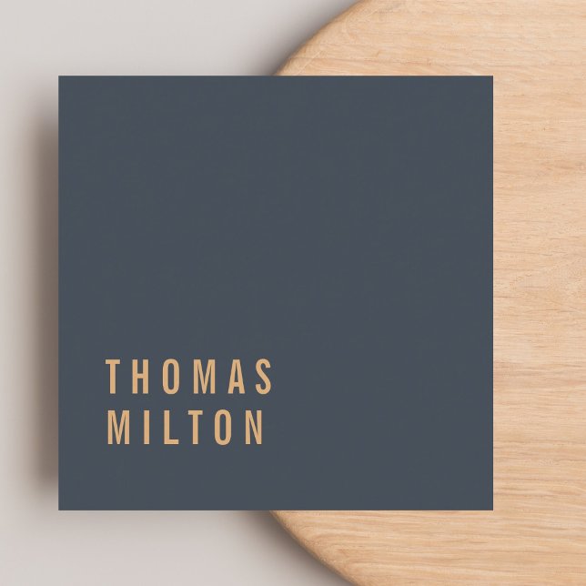 Minimal Elegant Deep Blue Brown White Consultant Quadratische Visitenkarte (Von Creator hochgeladen)