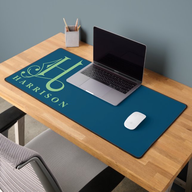 Minimal elegant dekorative Monogramm h Schreibtischunterlage (Büro 2)