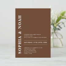 Minimal elegant Dunkelbraun Moderne Hochzeit