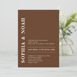 Minimal elegant Dunkelbraun Moderne Hochzeit Einladung