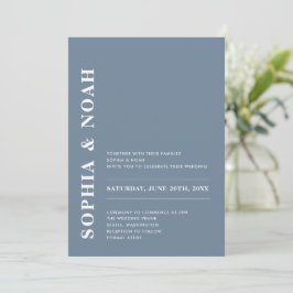 Minimal Elegant Dusty Blue Moderne Hochzeit Einladung