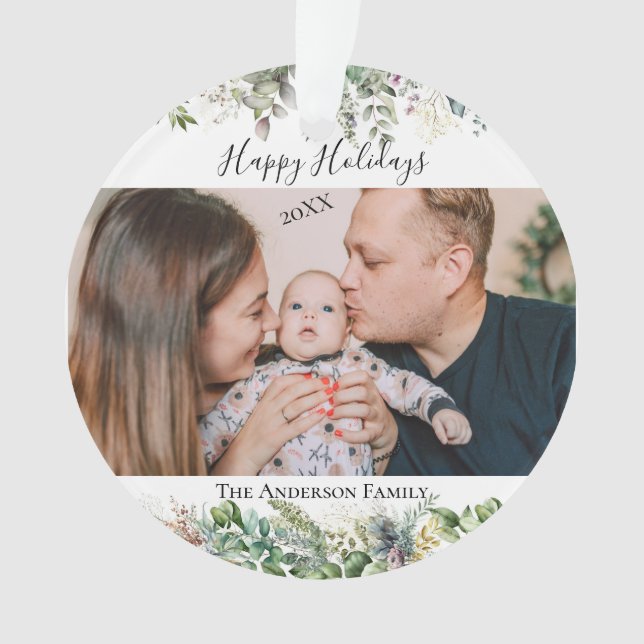 Minimal Elegant Einfach | Foto der Weihnachtsfamil Ornament (Vorderseite)