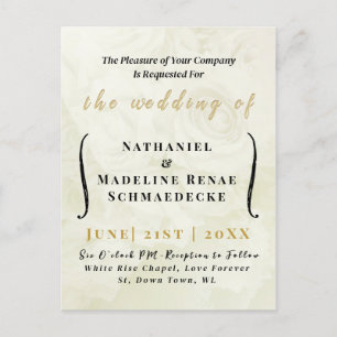 Minimal Elegant Elfenbein Hochzeit Einladung Postk Postkarte