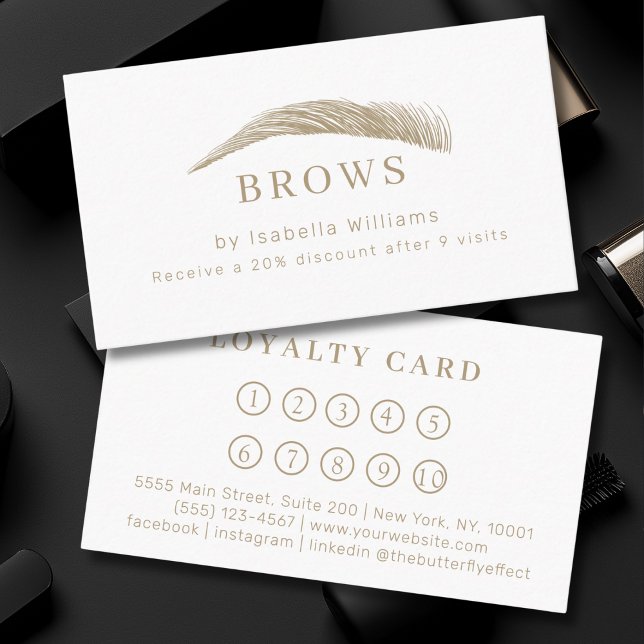 Minimal Elegant Eyebrow Salon Loyalty Visitenkarte (Minimal Elegant Eyebrow Salon Salon Loyalty Business Card)