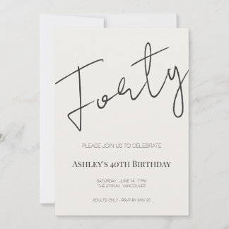Minimal Elegant Forty 40th Birthday Celebration  Einladung