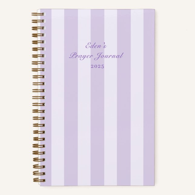 Minimal elegant gestreiftes Gebetsblatt Notizbuch (Vorderseite)