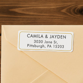 Minimal Elegant Gold Border Wedding Return Address