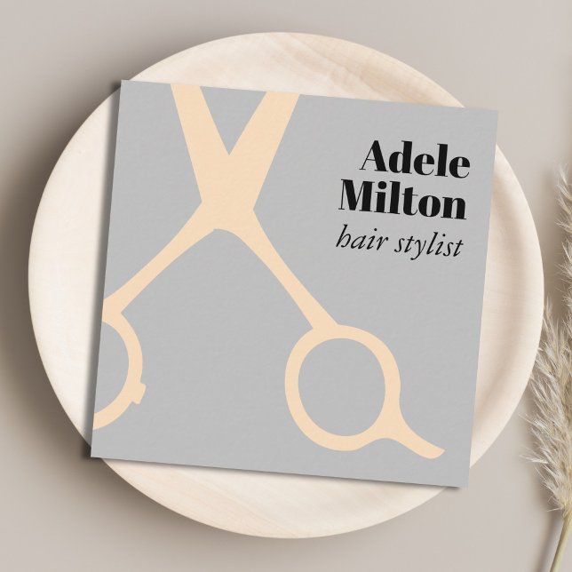 Minimal Elegant Grauschere Rose Haarstylist Quadratische Visitenkarte (Von Creator hochgeladen)