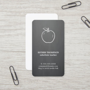 Minimal Elegant Gray White Apple Teacher Visitenkarte