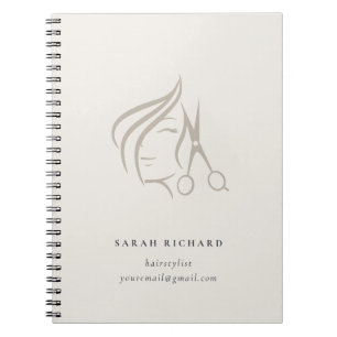 Minimal Elegant Haarstylist Elfenbeinhaarschere Notizblock