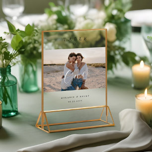 Minimal Elegant Hochzeitsskript-Foto-Tischnummer Acrylschild