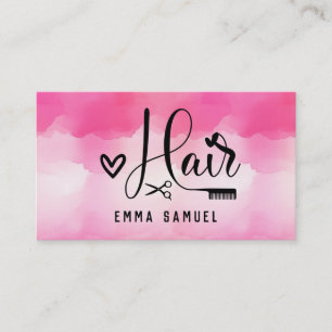 Minimal Elegant Hot Pink Haarstylist Visitenkarte