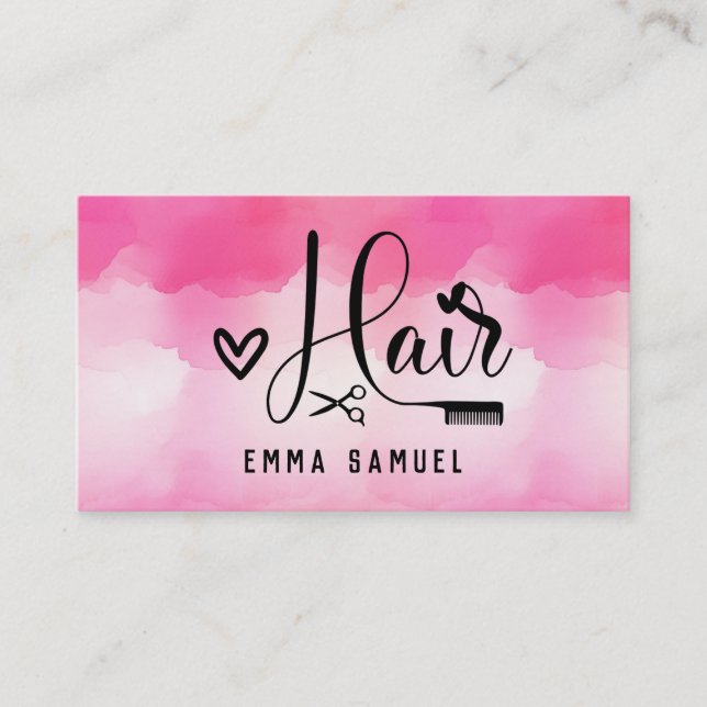 Minimal Elegant Hot Pink Haarstylist Visitenkarte (Vorderseite)