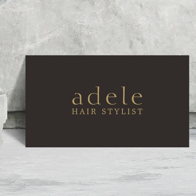 Minimal Elegant Ivory Black Golden Hair Stylist Visitenkarte (Von Creator hochgeladen)