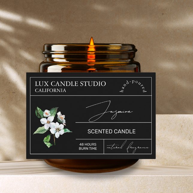 Minimal Elegant Jasmine Candle Jar Label Lebensmitteletikett (Von Creator hochgeladen)