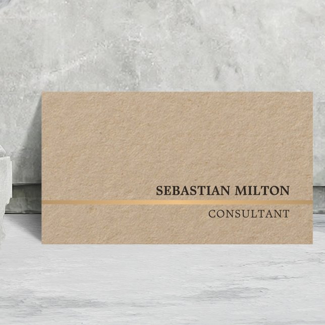Minimal Elegant Kraft Imitate Gold Line Consultant Visitenkarte (Von Creator hochgeladen)