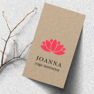 Minimal Elegant Kraft Red Lotus Yoga Visitenkarte
