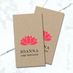 Minimal Elegant Kraft Red Lotus Yoga Visitenkarte