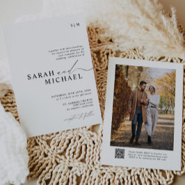 Minimal Elegant Modernes Script QR Code Hochzeit Einladung