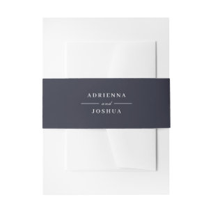 Minimal Elegant Monogram Wedding Navy Einladungsbanderole