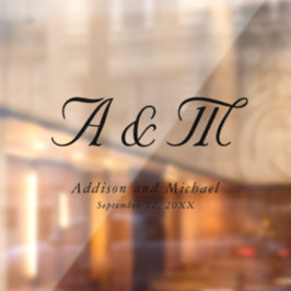 Minimal, elegant, Monogramm, Hochzeit Fensteraufkleber