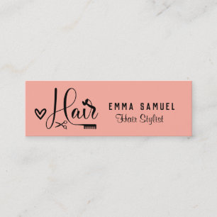 Minimal Elegant Peach Coral Haarstylist Mini Visitenkarte