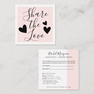 Minimal Elegant Rosa Weiße Schrift Empfehlungskarte